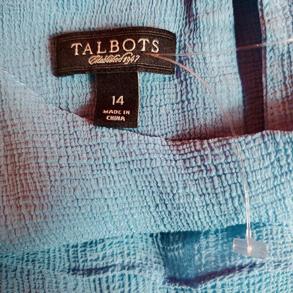 🏆243 Talbots Silk Blue Ruffled Tank Top - Picture 2 of 6